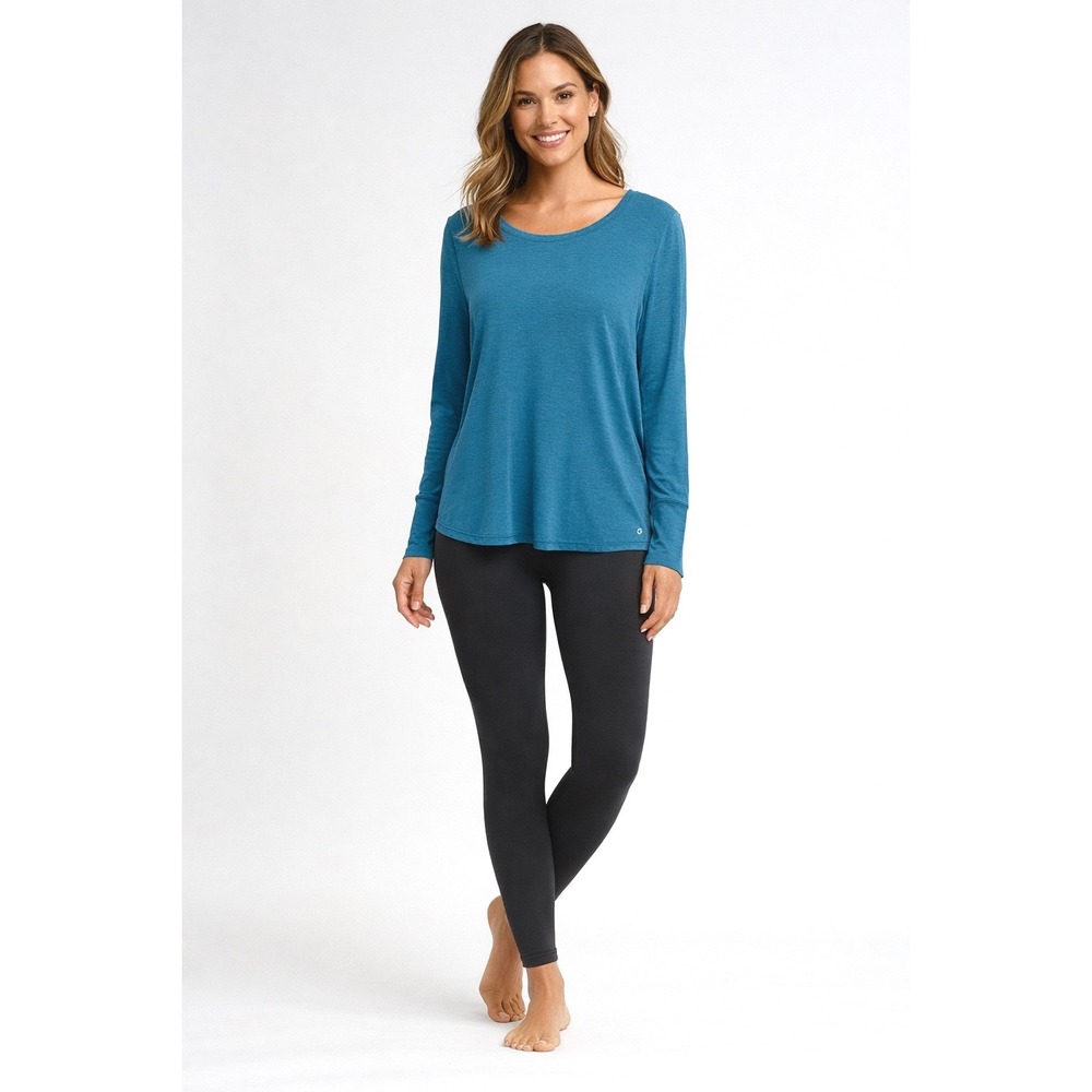 GapFit‎ Blue Long Sleeve Athleisure Shirt Women's M Breathe Tie Back 100-20